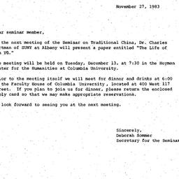 Announcements, 1983-11-27. ...