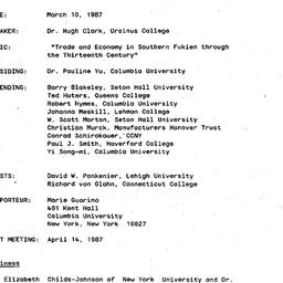Minutes, 1987-03-10. Tradit...
