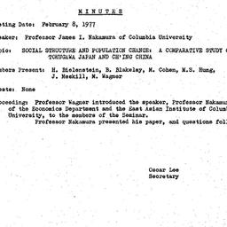 Minutes, 1977-01-18. Tradit...
