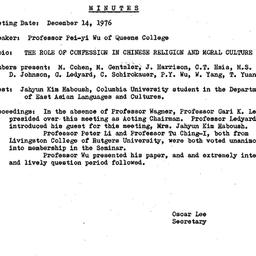 Minutes, 1976-12-14. Tradit...