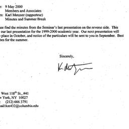 Announcements, 2000-05-09. ...