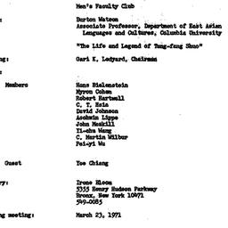 Minutes, 1971-02-09. Tradit...