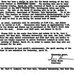 Announcements, 1971-02-19. ...