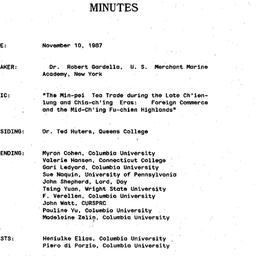 Minutes, 1987-11-10. Tradit...