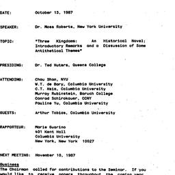 Minutes, 1987-10-13. Tradit...