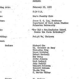 Minutes, 1972-02-29. Tradit...