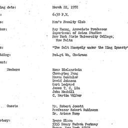Minutes, 1972-03-22. Tradit...
