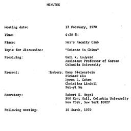 Minutes, 1970-02-17. Tradit...