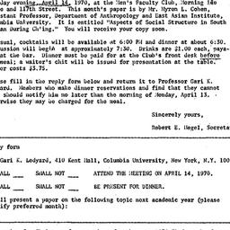 Announcements, 1970-03-25. ...