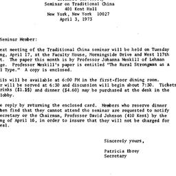 Announcements, 1973-04-03. ...