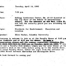 Announcements, 1992-04-14. ...