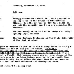Announcements, 1991-11-12. ...