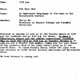 Announcements, 1991-10-08. ...