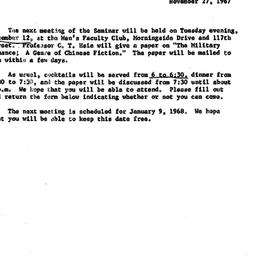 Announcements, 1967-11-27. ...