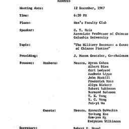 Minutes, 1967-12-12. Tradit...
