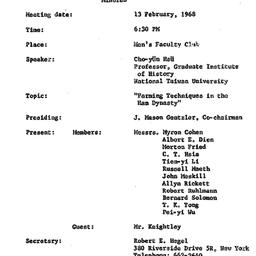 Minutes, 1968-02-13. Tradit...