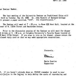 Announcements, 1986-04-23. ...