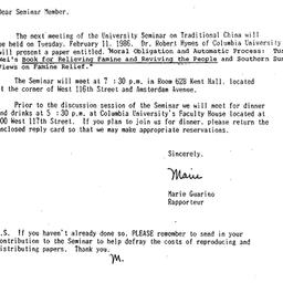 Announcements, 1986-01-20. ...