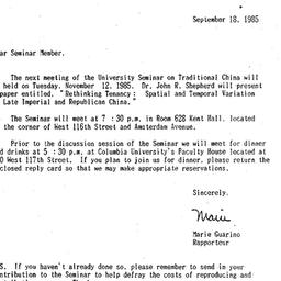 Announcements, 1985-09-18. ...