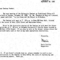 Announcements, 1985-11-18. ...