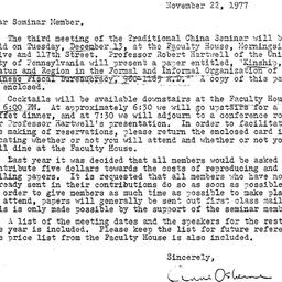Announcements, 1977-11-22. ...