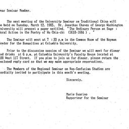 Announcements, 1985-02-19. ...