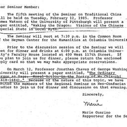 Announcements, 1985-01-24. ...
