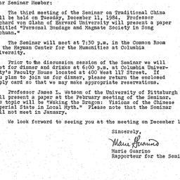Announcements, 1984-11-22. ...