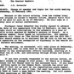 Announcements, 1991-01-28. ...
