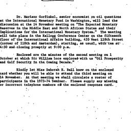 Announcements, 1973-10-19. ...