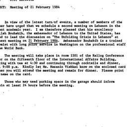 Announcements, 1984-02-21. ...