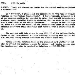 Announcements, 1987-10-09. ...