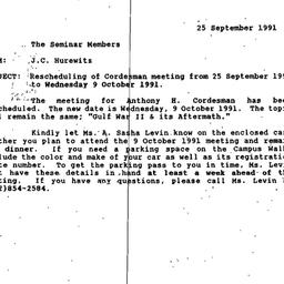 Announcements, 1991-09-25. ...