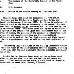 Announcements, 1985-09-05. ...