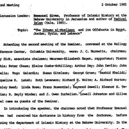 Minutes, 1985-10-02. The Mi...