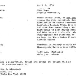 Announcements, 1976-03-09. ...