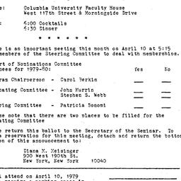 Announcements, 1979-04-10. ...
