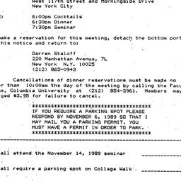 Announcements, 1989-11-14. ...