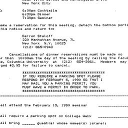 Announcements, 1990-02-13. ...