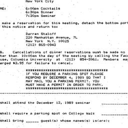 Announcements, 1989-12-12. ...