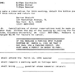Announcements, 1991-03-12. ...