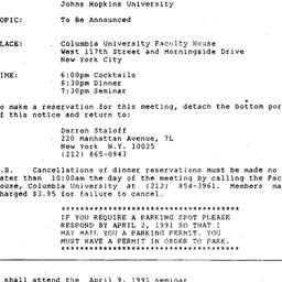 Announcements, 1991-04-09. ...
