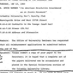 Announcements, 1969-05-13. ...
