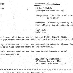 Announcements, 1973-11-13. ...
