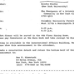 Announcements, 1973-12-11. ...