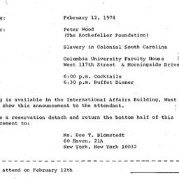 Announcements, 1974-02-12. ...