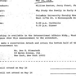 Announcements, 1974-05-14. ...