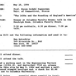 Announcements, 1994-05-10. ...