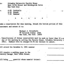 Announcements, 1981-12-08. ...
