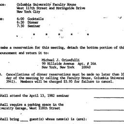Announcements, 1982-04-13. ...
